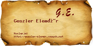 Geszler Elemér névjegykártya